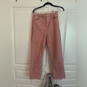 WORN ONCE LOFT HIGH WAIST STRAIGHT FRAY JEANS